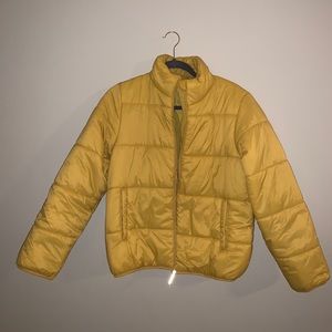 Yellow puffer jacket